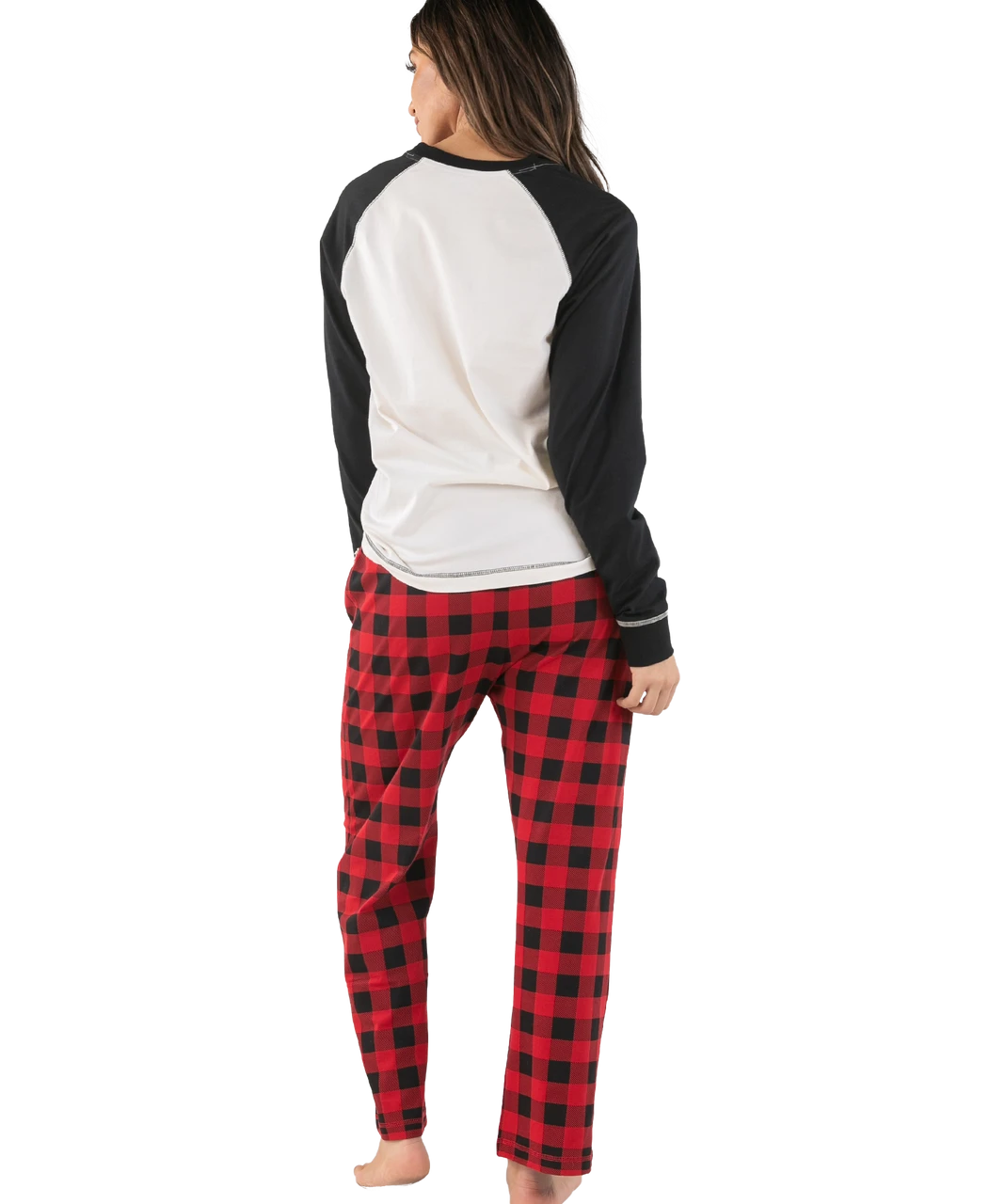 Moose Plaid Women's Regular Fit Long Sleeve PJ Set 2 Moose Plaid Women's Regular Fit Long Sleeve PJ Set - Image 2
