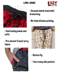 Red Plaid Men's Long Johns -Lazyone Shop EBC LJ 44944.1697032728