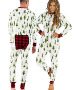Evergreen Plaid Adult Onesie Flapjack
