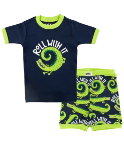 Just Roll With It Kid's Alligator PJ Short Set -Lazyone Shop KHR855 WEB FL1F01 2 37836.1697037914