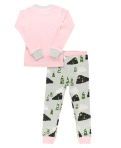 All Aboard Pink Kid's Long Sleeve PJ's -Lazyone Shop KID412a WEB FL1B01 43286.1697036906