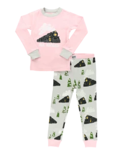 All Aboard Pink Kid's Long Sleeve PJ's -Lazyone Shop KID412a WEB FL1F01 59769.1697036748