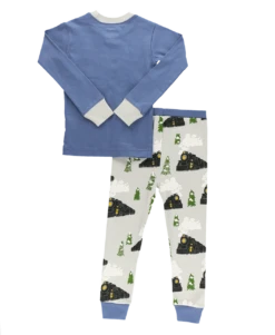 All Aboard Blue Kid's Long Sleeve PJ's -Lazyone Shop KID412b WEB FL1B01 29803.1697039440