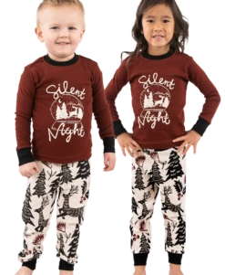 Silent Night Kid's Long Sleeve Deer PJ's