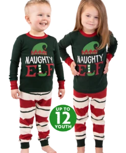 Naughty Elf Kid's Long Sleeve PJ's