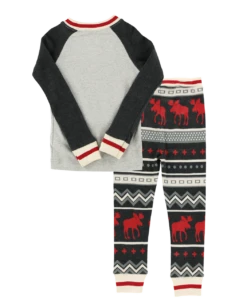 Cabin Moose Kid's Long Sleeve PJ's -Lazyone Shop KID987 WEB FL1B01 10811.1697040169