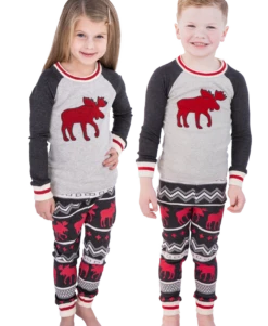 Cabin Moose Kid's Long Sleeve PJ's
