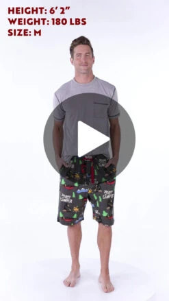 Happy Camper Men's Pajama Shorts -Lazyone Shop MS316 THUMBNAIL 04654.1697039808