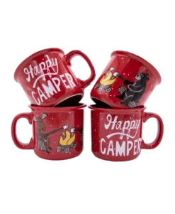 Happy Camper Ceramic Mug 4 Pack