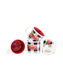 Truck Plaid Ceramic Mug 4 Pack