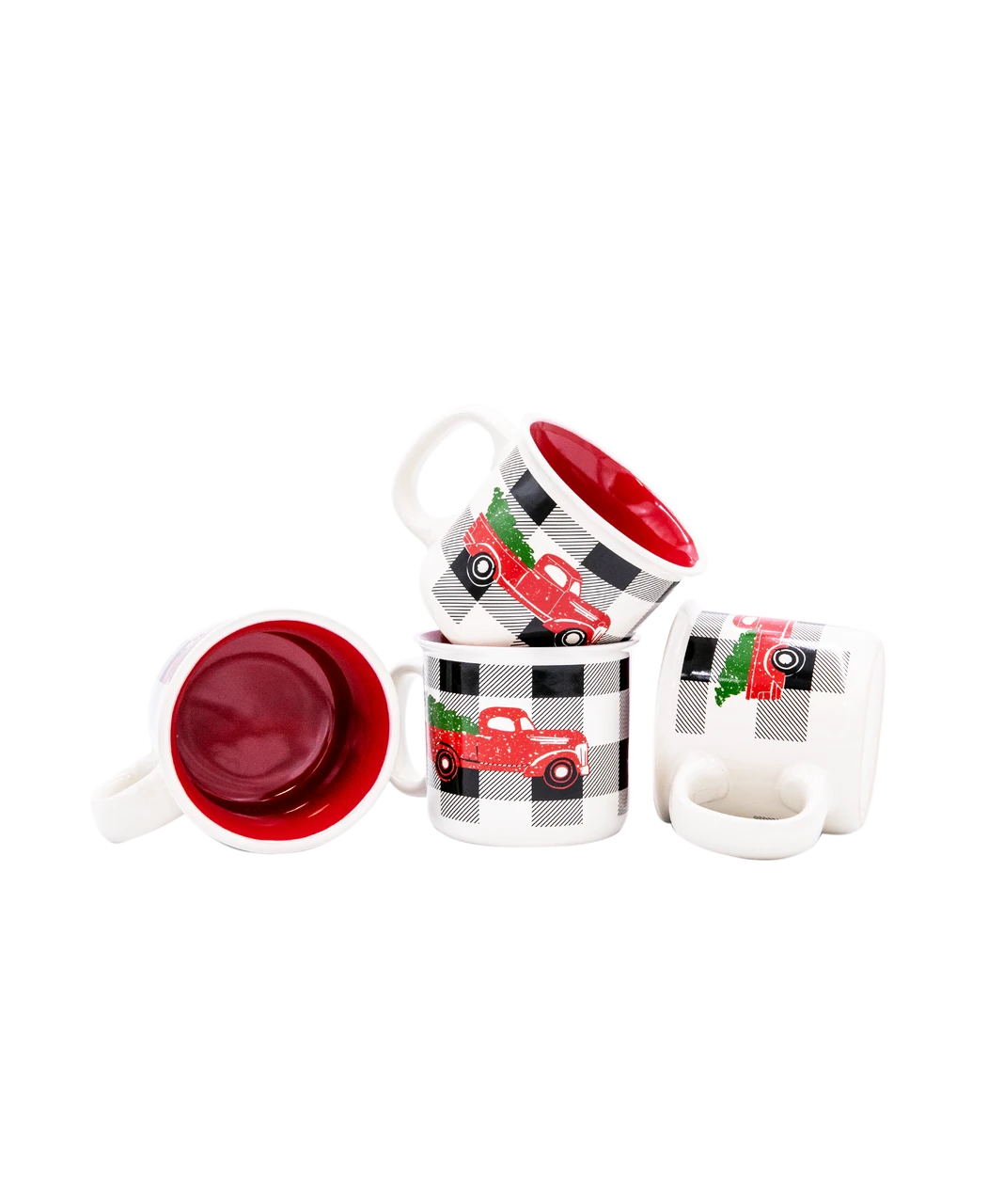 Truck Plaid Ceramic Mug 4 Pack 1 Truck Plaid Ceramic Mug 4 Pack