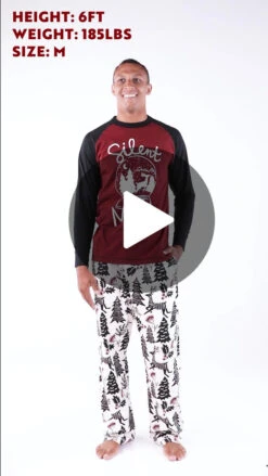 Silent Night Men's Long Sleeve Pajama Set -Lazyone Shop QMS416 THUMBNAIL 14405.1697036668