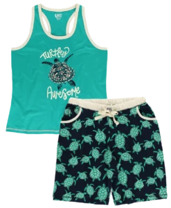 Turtley Awesome Women's Turtle Bermuda Short & Tank Set -Lazyone Shop QWBS0912 ORIG FL1F01 18488.1697038470