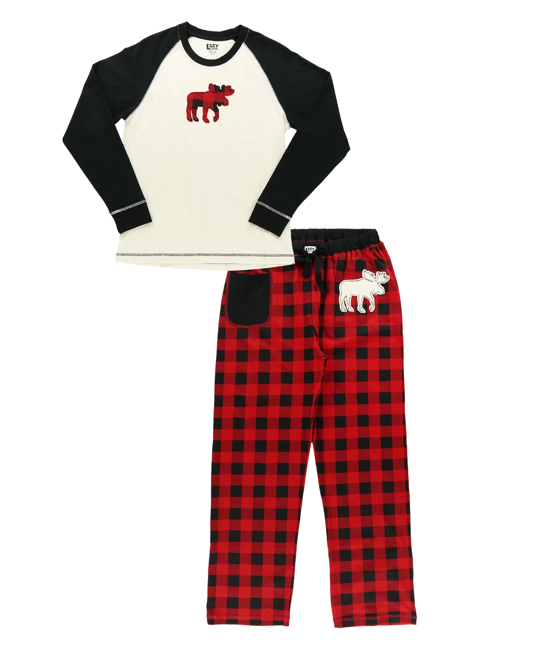 Moose Plaid Women's Regular Fit Long Sleeve PJ Set 3 Moose Plaid Women's Regular Fit Long Sleeve PJ Set - Image 3