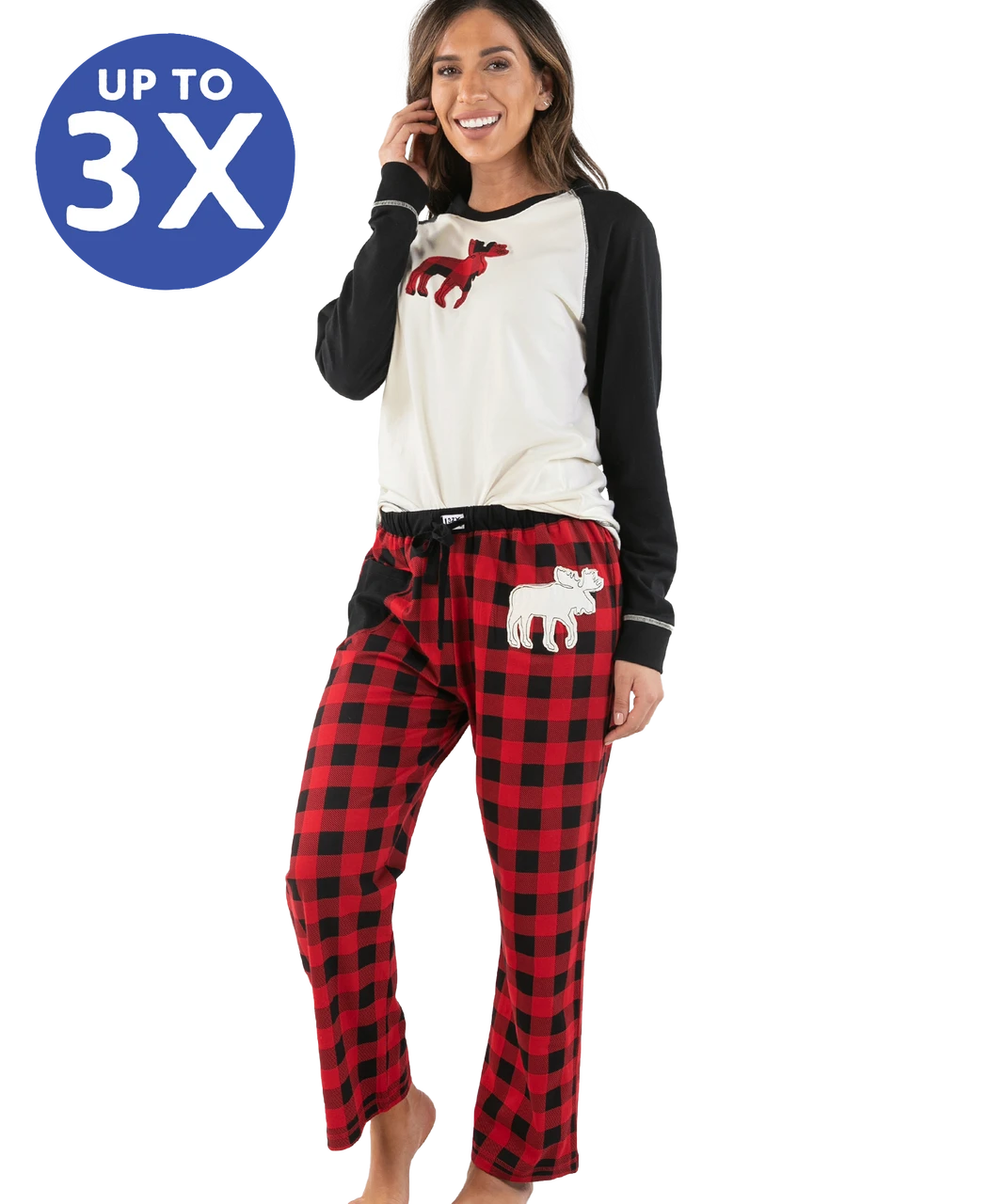 Moose Plaid Women's Regular Fit Long Sleeve PJ Set 1 Moose Plaid Women's Regular Fit Long Sleeve PJ Set