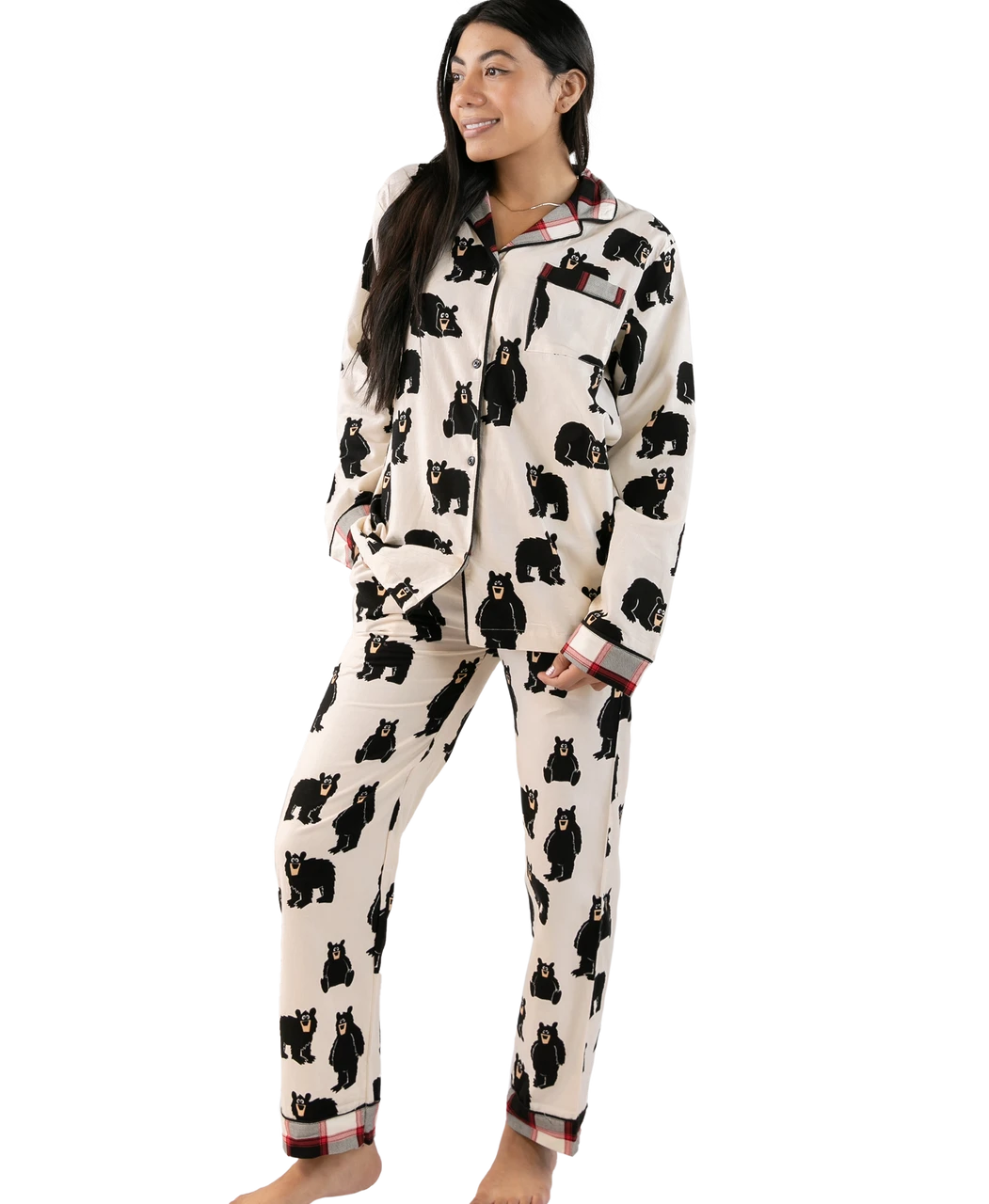 Family Bear Women's Button Down Pajama Set 1 Family Bear Women's Button Down Pajama Set