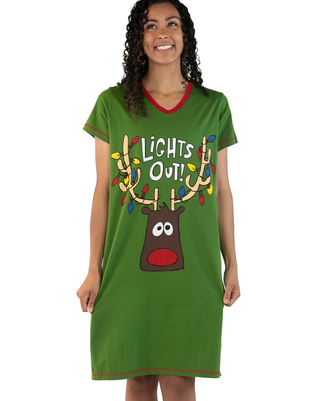 Lights Out Women's V-Neck Nightshirt 1 Lights Out Women's V-Neck Nightshirt