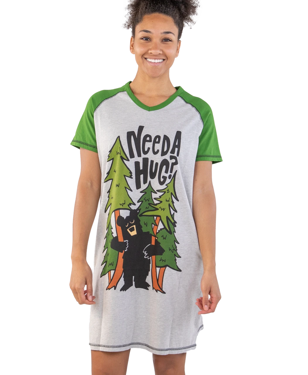 Need A Hug? Women's Bear V-Neck Nightshirt 1 Need A Hug? Women's Bear V-Neck Nightshirt